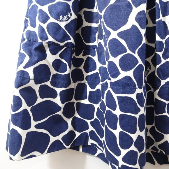 Lilly Pulitzer Skirt Size 6 Blue White Animal Print Pleated Waist Modest Church - Picture 2 of 5